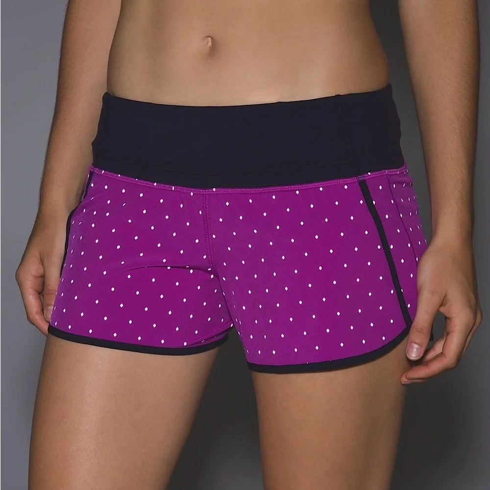 Lululemon Run Times Reflective Short Purple Polka Dot